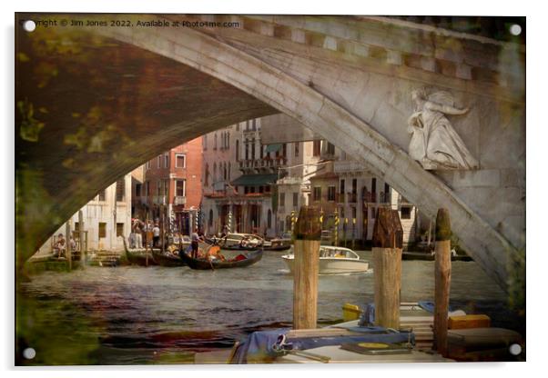 Under the Rialto Bridge - with artistic filter Acrylic by Jim Jones