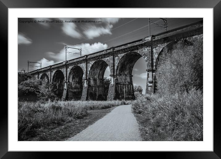 The Sankey Viaduct is a railway viaduct in North West England. Framed Mounted Print by Peter Stuart