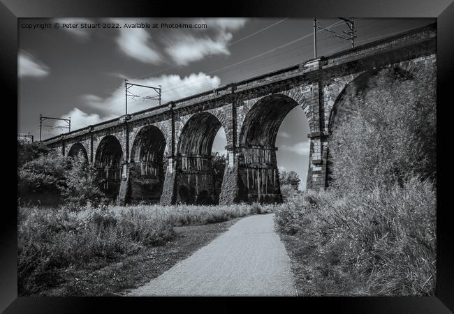 The Sankey Viaduct is a railway viaduct in North West England. Framed Print by Peter Stuart