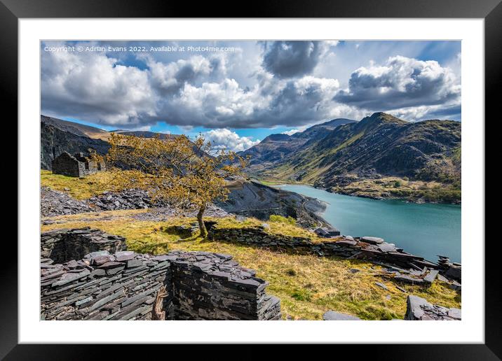 Snowdon Mountain from Dinorwic Slate Quarry Framed Mounted Print by Adrian Evans