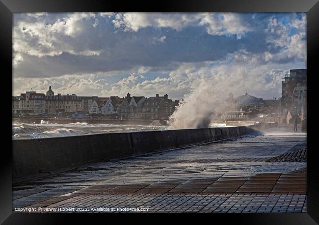 Storm wave at Porthcawl South Wales Framed Print by Jenny Hibbert