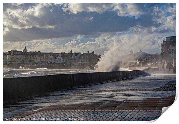 Storm wave at Porthcawl South Wales Print by Jenny Hibbert