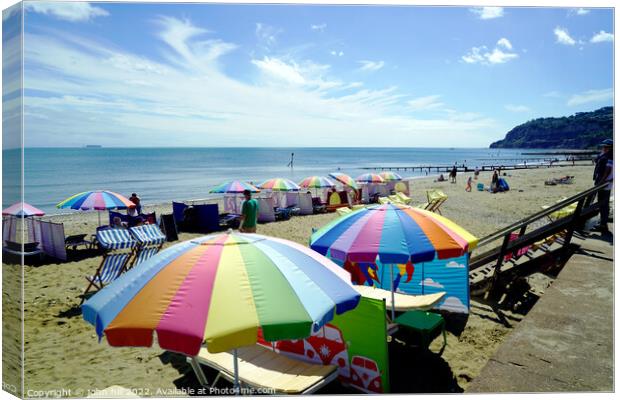 Colourful Shanklin beach on the Isle of Wight. Canvas Print by john hill