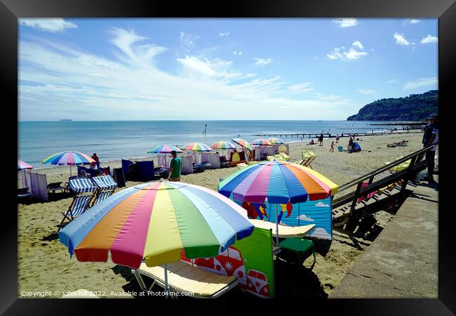 Colourful Shanklin beach on the Isle of Wight. Framed Print by john hill