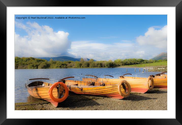 Derwentwater Boats Keswick Lake District Framed Mounted Print by Pearl Bucknall