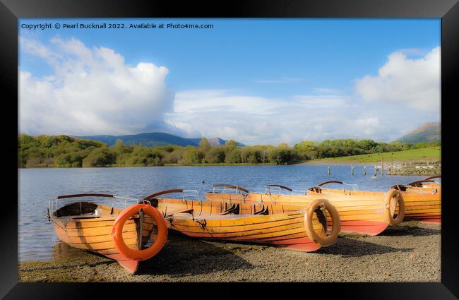 Derwentwater Boats Keswick Lake District Framed Print by Pearl Bucknall