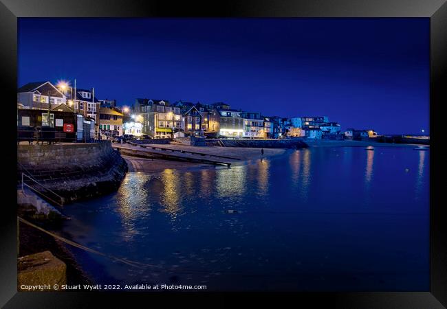 St Ives at night Framed Print by Stuart Wyatt