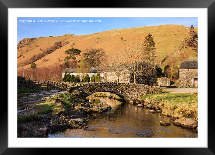 Watendlath Packhorse Bridge Lake District Framed Mounted Print by Pearl Bucknall