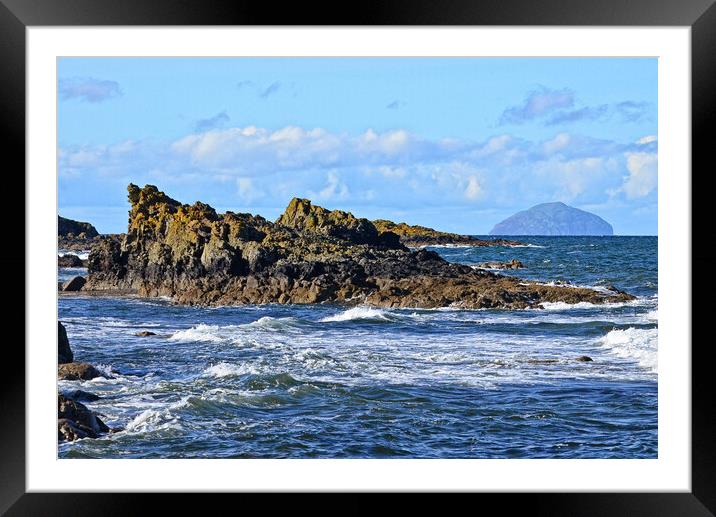 Rocky coastline and Ailsa Craig Framed Mounted Print by Allan Durward Photography