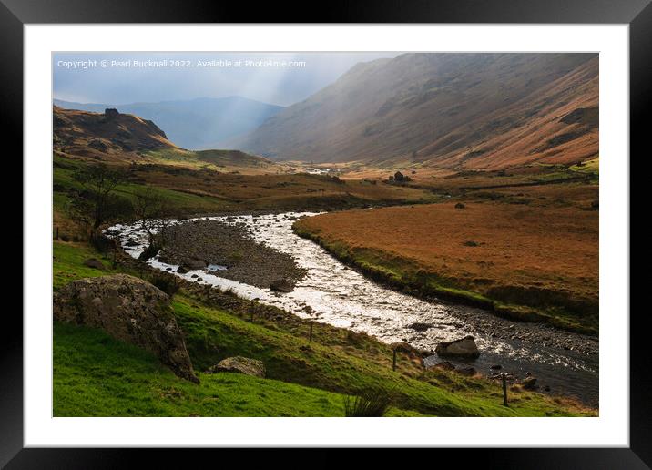 Moody Landscape Langstrath Valley Lake District  Framed Mounted Print by Pearl Bucknall