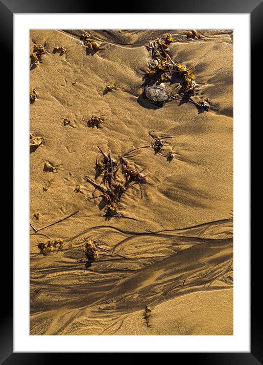 Abstract marks in the sand Framed Mounted Print by Phil Crean