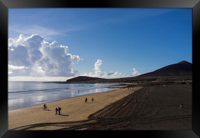 El Medano beach and clouds Tenerife Framed Print by Phil Crean