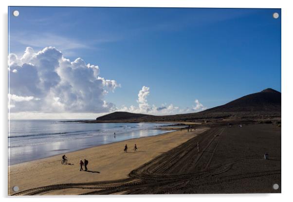El Medano beach and clouds Tenerife Acrylic by Phil Crean