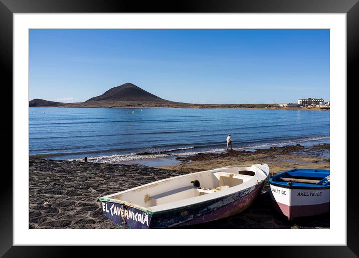 Boats on El Medano beach, Tenerife Framed Mounted Print by Phil Crean
