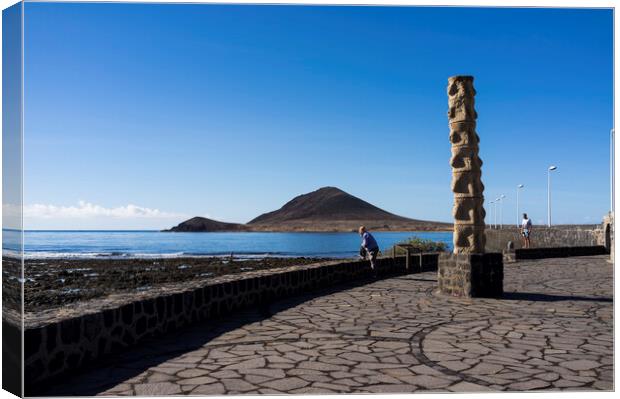 Whalebone sculpture at El Medano, Tenerife Canvas Print by Phil Crean