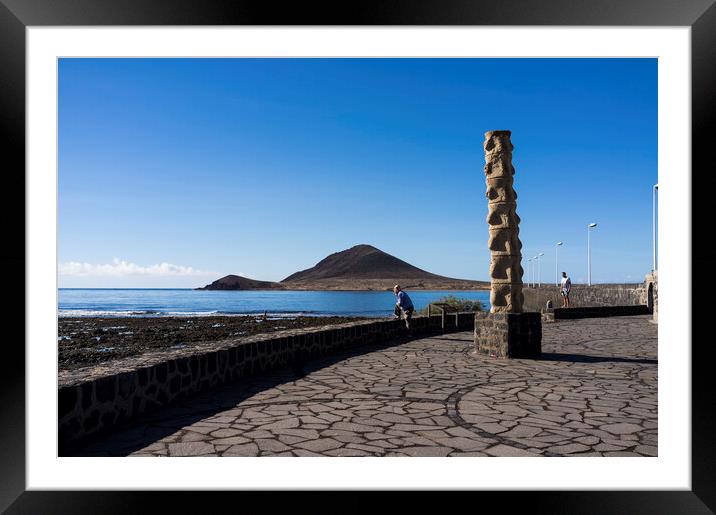 Whalebone sculpture at El Medano, Tenerife Framed Mounted Print by Phil Crean