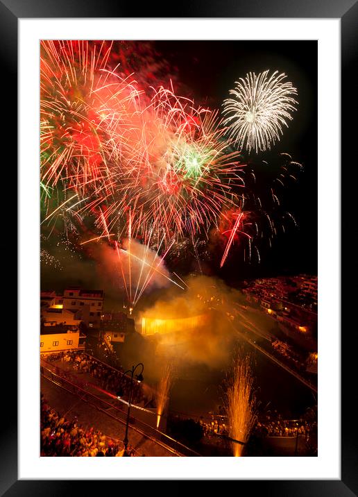 Fireworks at Puerto Santiago fiesta Framed Mounted Print by Phil Crean