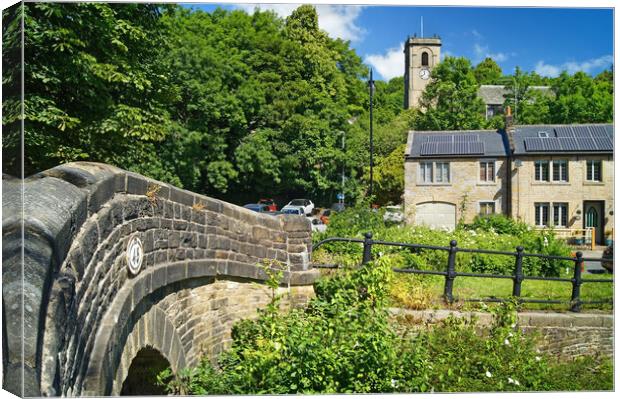 Slaithwaite Church and Canal Canvas Print by Darren Galpin