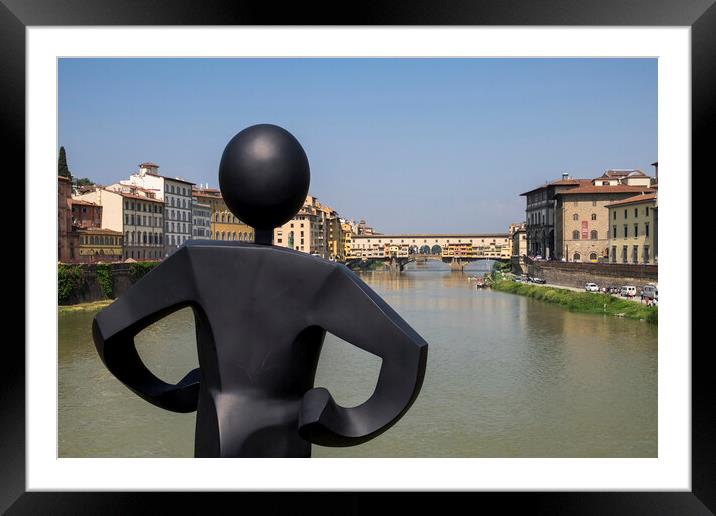 Uomo Comune and Ponte Vecchio Florence Framed Mounted Print by Phil Crean