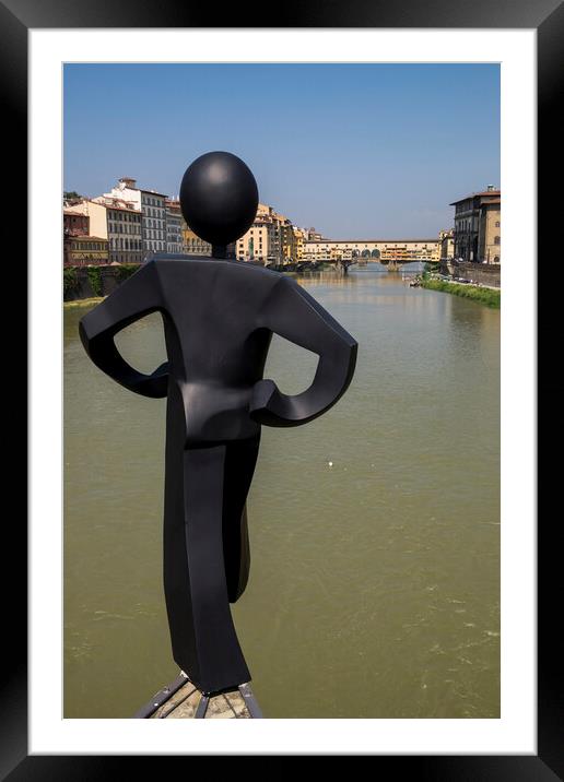 Uomo Comune and Ponte Vecchio Florence Framed Mounted Print by Phil Crean
