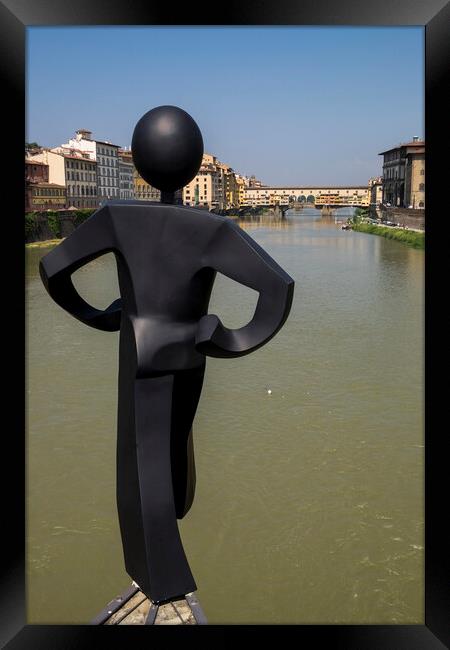 Uomo Comune and Ponte Vecchio Florence Framed Print by Phil Crean