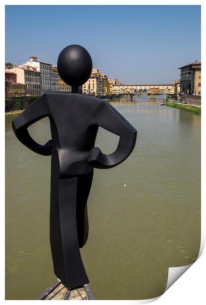Uomo Comune and Ponte Vecchio Florence Print by Phil Crean
