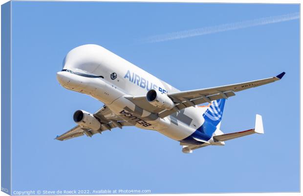 Smiling Airbus A330-743L Beluga Canvas Print by Steve de Roeck