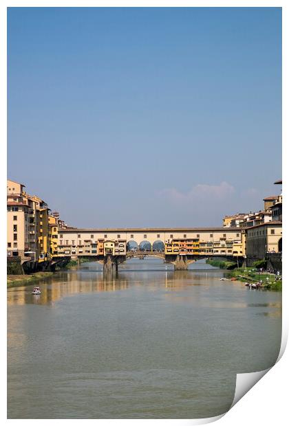 Ponte Vecchio over the river Arno in Florence Print by Phil Crean