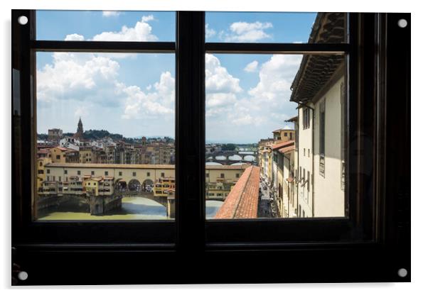 Ponte Vecchio over the river Arno in Florence Acrylic by Phil Crean