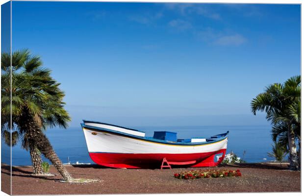 Boat at lookout, Puerto Santiago, Tenerife Canvas Print by Phil Crean