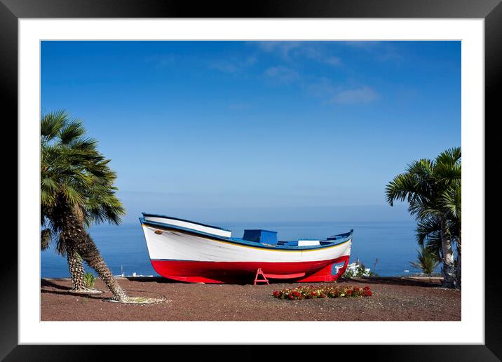 Boat at lookout, Puerto Santiago, Tenerife Framed Mounted Print by Phil Crean