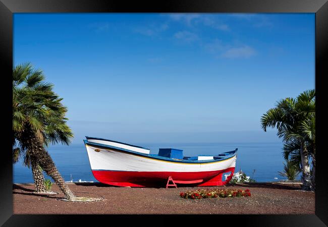Boat at lookout, Puerto Santiago, Tenerife Framed Print by Phil Crean