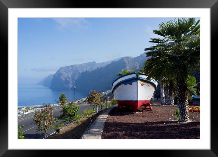 Boat at viewpoint over Los Gigantes, Tenerife Framed Mounted Print by Phil Crean