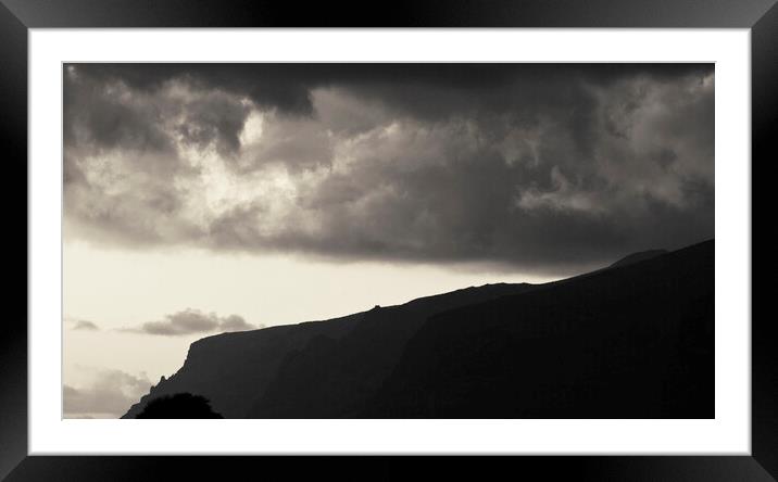 Los Gigantes cliffs, monochrome Framed Mounted Print by Phil Crean