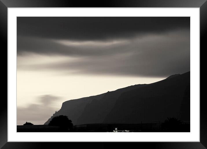 Los Gigantes cliffs monochrome Framed Mounted Print by Phil Crean