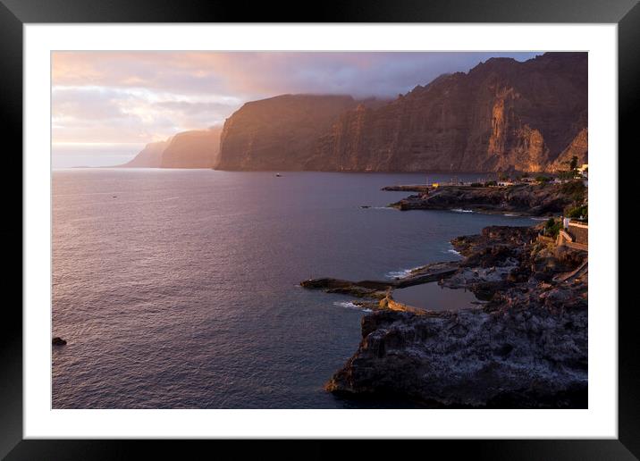 Los Gigantes cliffs at sunset Tenerife Framed Mounted Print by Phil Crean