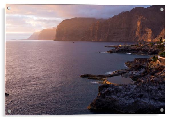 Los Gigantes cliffs at sunset Tenerife Acrylic by Phil Crean