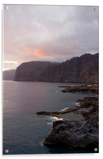 Los Gigantes cliffs at sunset Tenerife Acrylic by Phil Crean