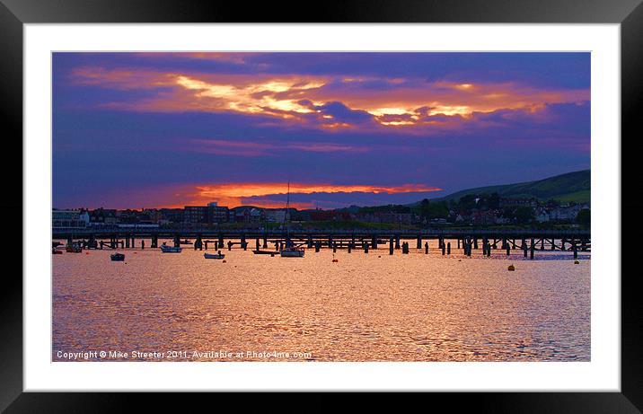 Sunset Over Swanage Framed Mounted Print by Mike Streeter