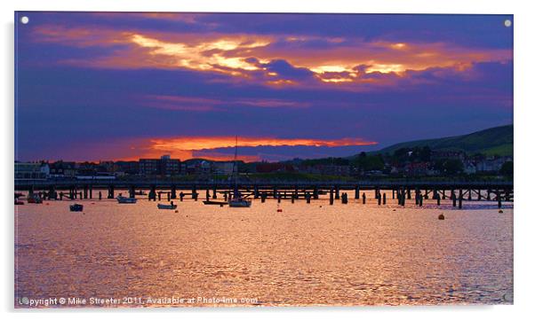 Sunset Over Swanage Acrylic by Mike Streeter