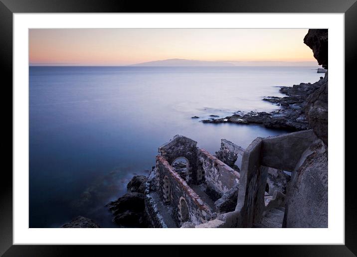 Long exposure seascape, pumphouse and La Gomera Framed Mounted Print by Phil Crean