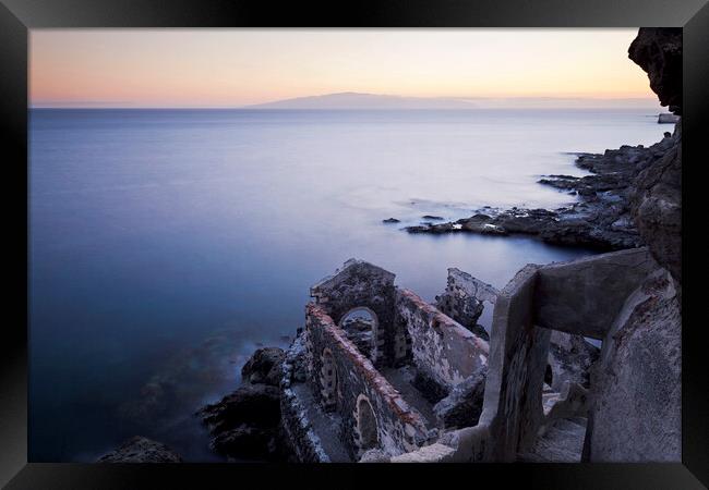 Long exposure seascape, pumphouse and La Gomera Framed Print by Phil Crean