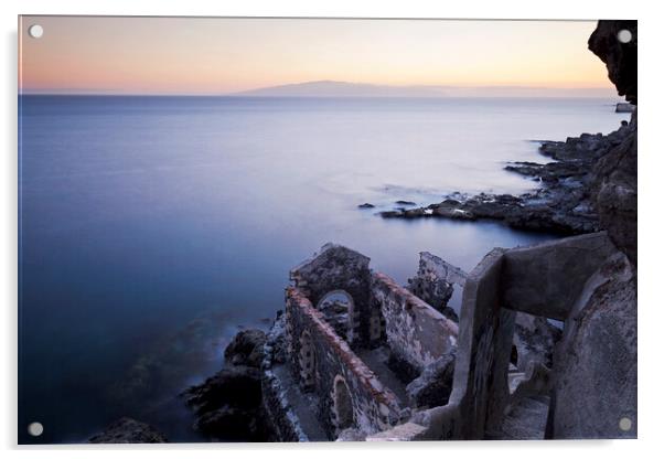 Long exposure seascape, pumphouse and La Gomera Acrylic by Phil Crean