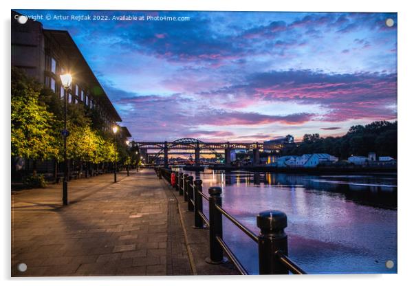 Good morning Newcastle - city ​​of bridges #1 Acrylic by Artur Rejdak