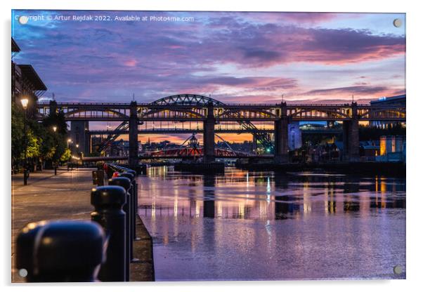 Good morning Newcastle - city ​​of bridges #2 Acrylic by Artur Rejdak