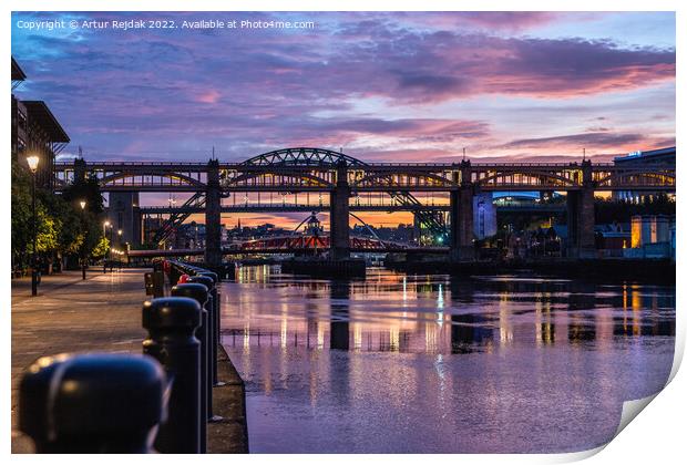 Good morning Newcastle - city ​​of bridges #2 Print by Artur Rejdak