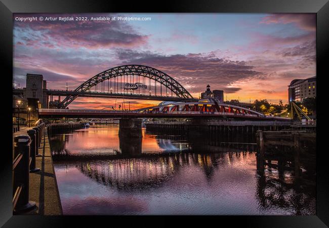 Good morning Newcastle - city ​​of bridges #3 Framed Print by Artur Rejdak