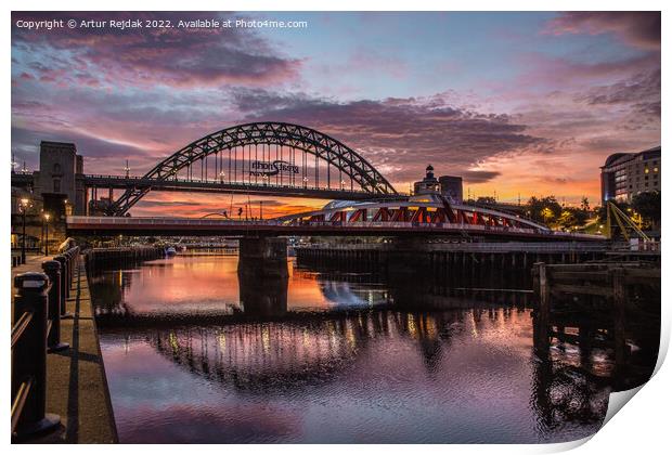 Good morning Newcastle - city ​​of bridges #3 Print by Artur Rejdak