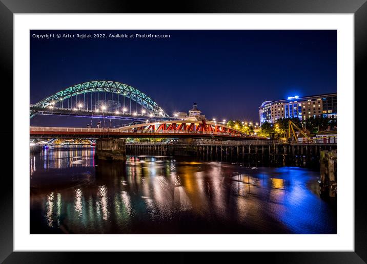 Good night Newcastle - city ​​of bridges #1 Framed Mounted Print by Artur Rejdak