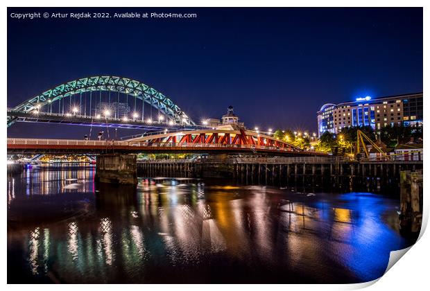 Good night Newcastle - city ​​of bridges #1 Print by Artur Rejdak